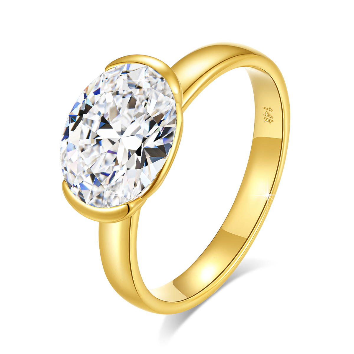 14K Gold Certified Oval Cut Mo - Moissanite Engagement Ring 1 Carat recension och pris