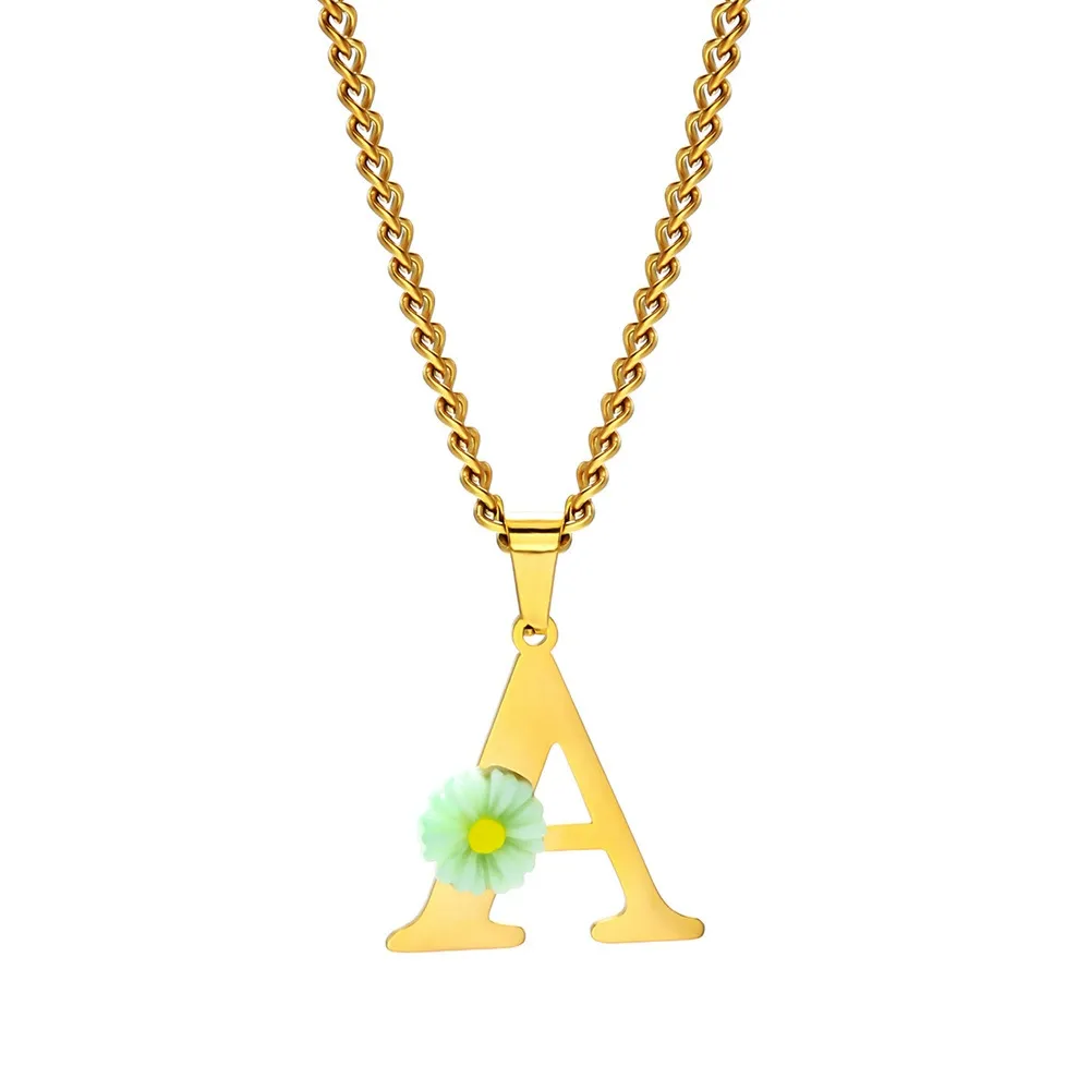 Personalized Daisy Initial Let - Initial Letter Necklace 18K Gold recension och pris
