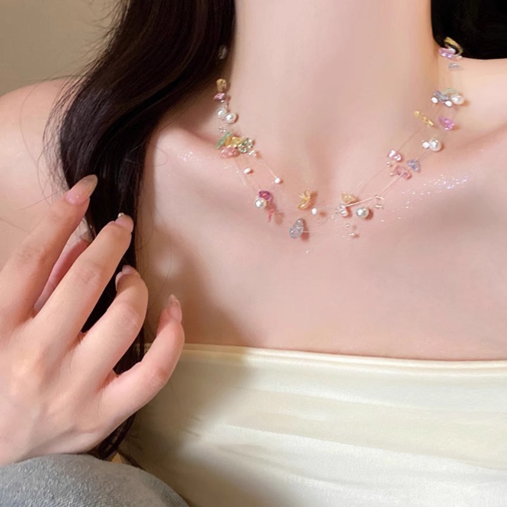 Colorful Starfish Shell Pearl  - Layered Pendant Necklace Aesthetic recension och pris