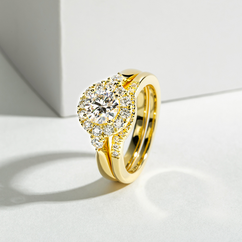 Engagement Gold Color Ring Set - Moissanite Engagement Ring 1 Carat recension och pris