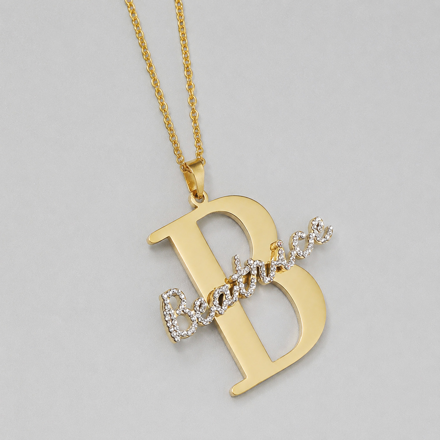 Qitian Custom Diamond Name Ini - Initial Letter Necklace 18K Gold recension och pris
