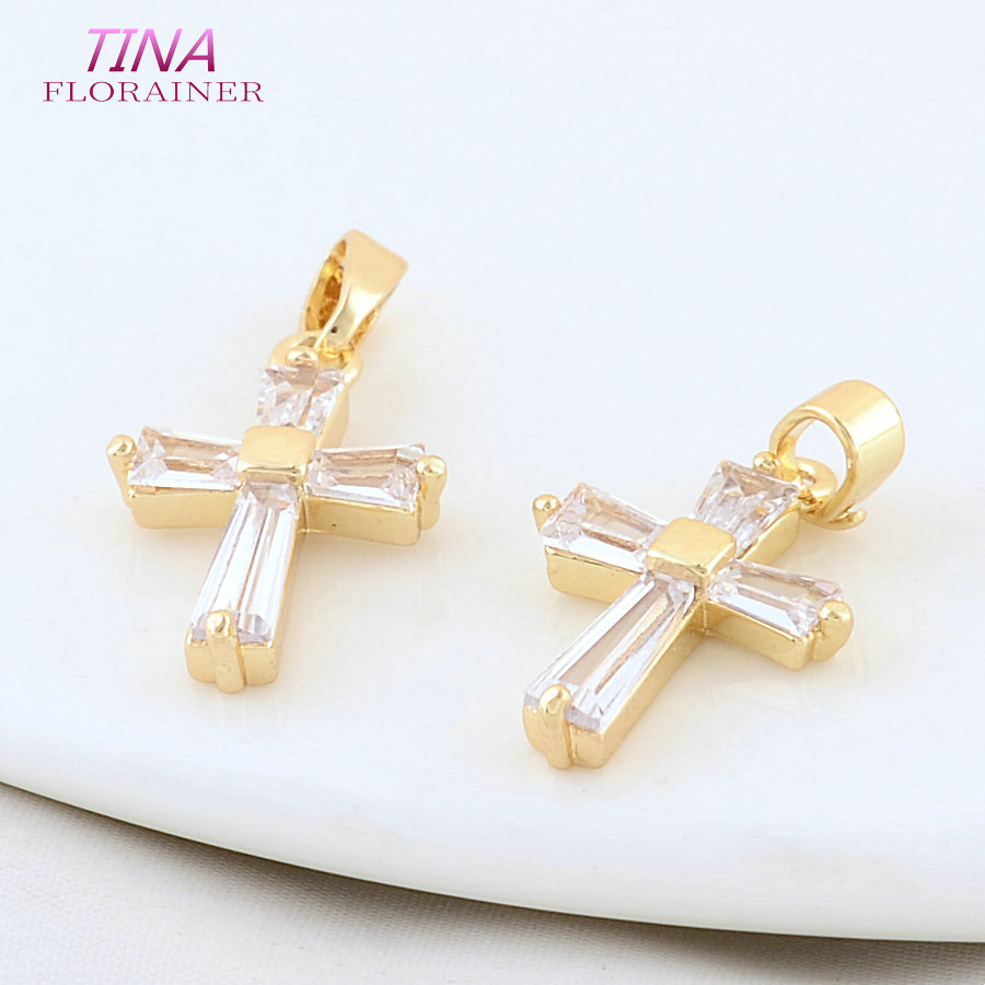 6PCS 12*18MM 14K Gold Color Br - Cross Pendant Necklace Gold recension och pris