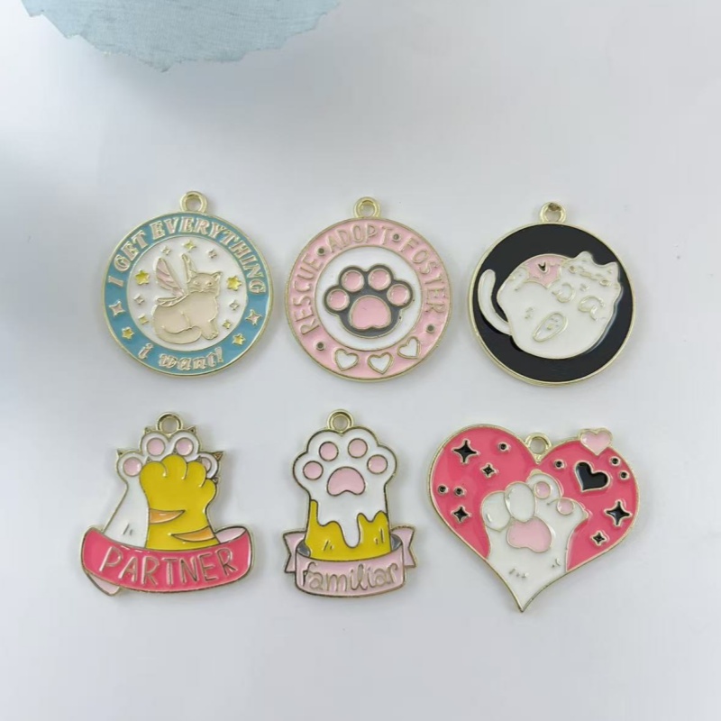 10Pcs Cartoon Cat Paw Heart Sh - Earrings recension och pris