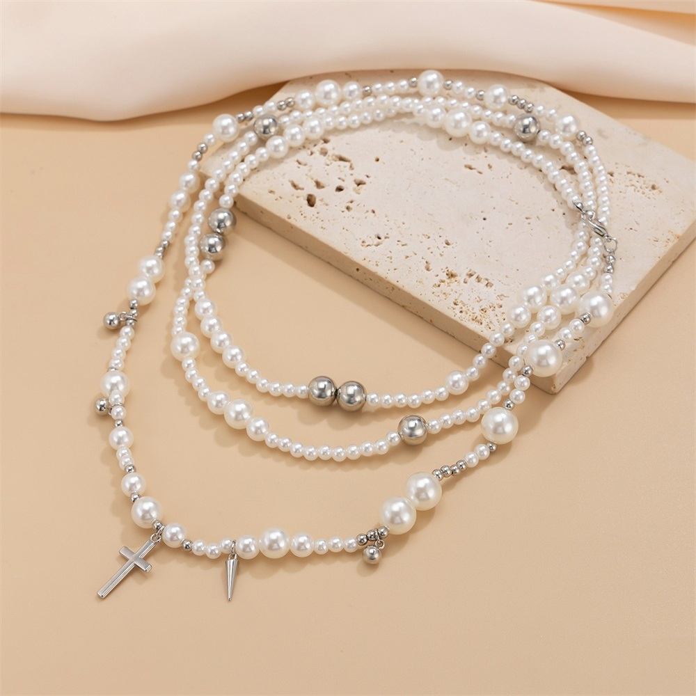 Multi-layer Imitation Pearl Be - Layered Pendant Necklace Aesthetic recension och pris