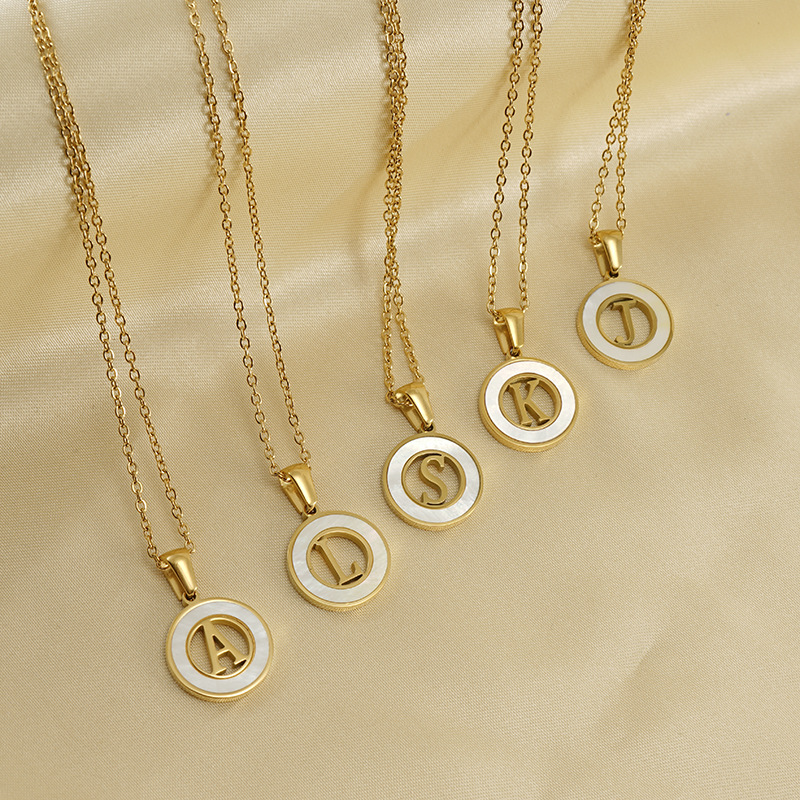 Wholesale Stainless Steel Whit - Initial Letter Necklace 18K Gold recension och pris