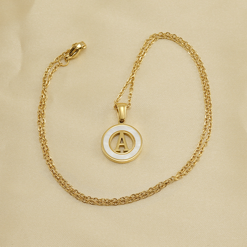 Wholesale Stainless Steel Whit - Initial Letter Necklace 18K Gold recension och pris