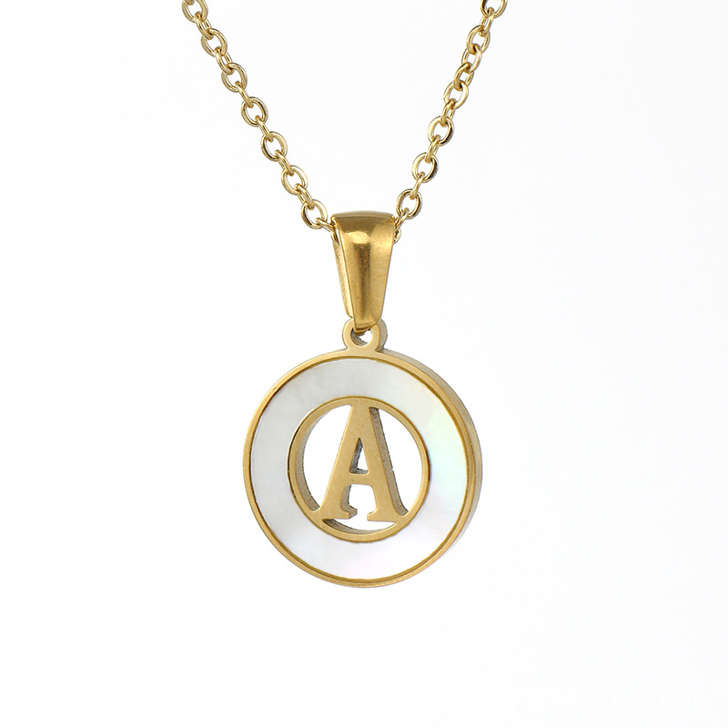 Wholesale Stainless Steel Whit - Initial Letter Necklace 18K Gold recension och pris