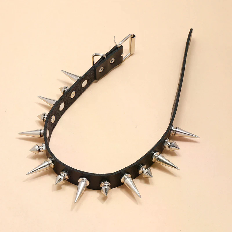 Long Spike Choker Punk Faux Le - Goth Punk Spike Choker recension och pris
