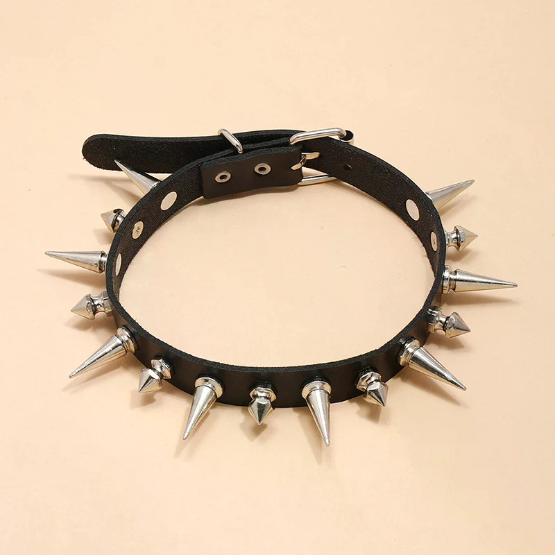 Long Spike Choker Punk Faux Le - Goth Punk Spike Choker recension och pris