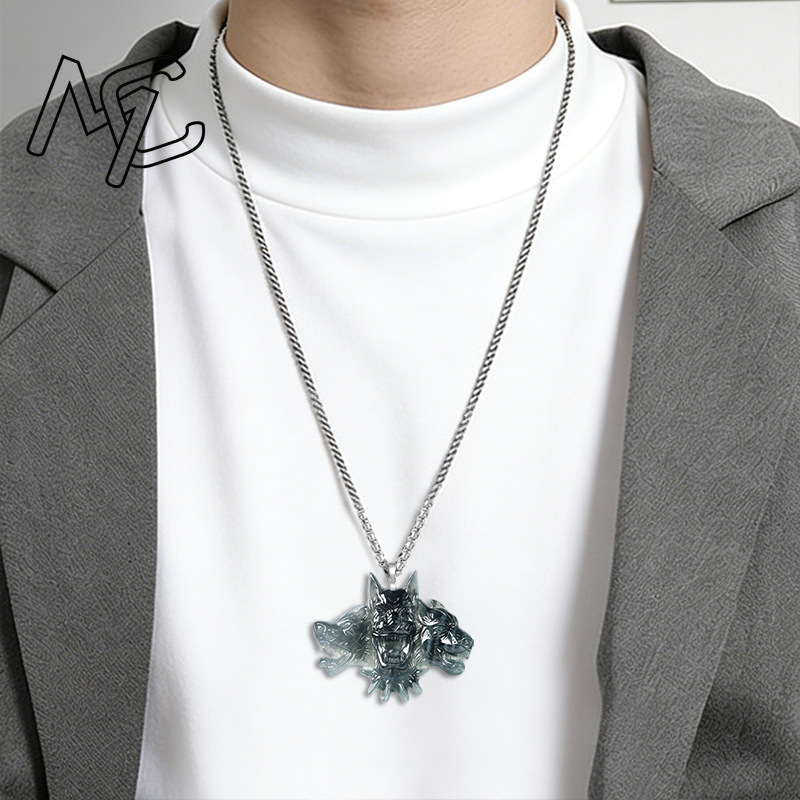 S925 Silver Natural Jade Cerbe - Necklaces recension och pris