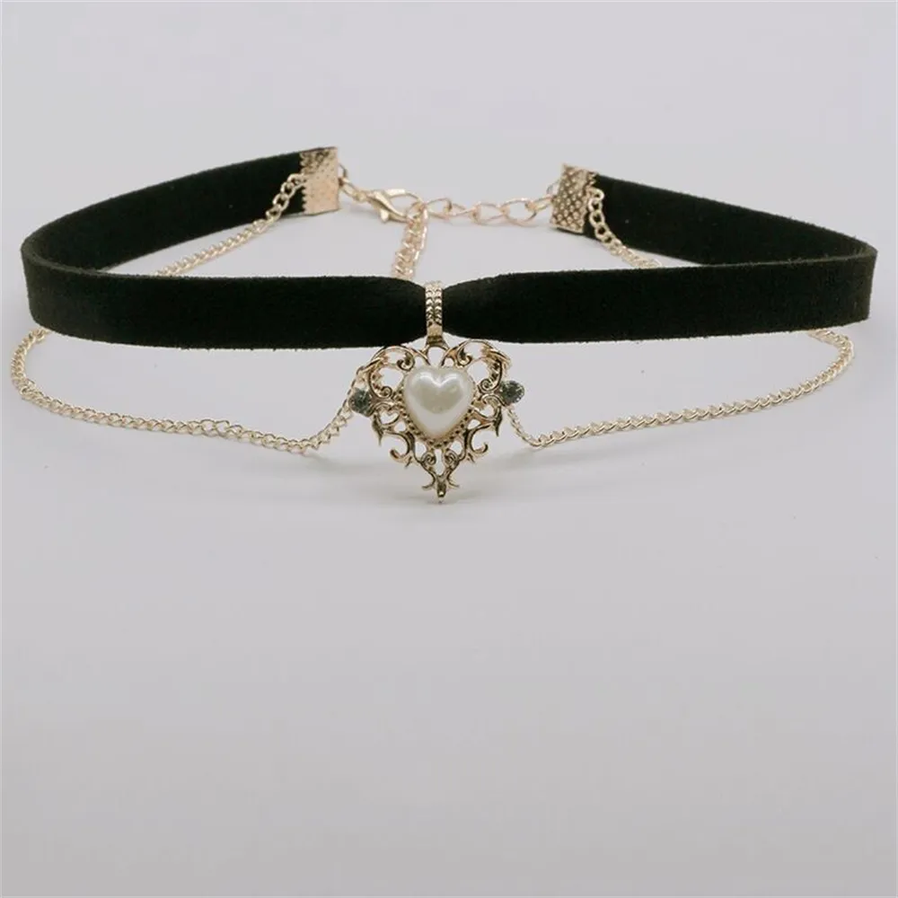 Vintage Velvet Chain Choker Ne - Pearl Choker Necklace Vintage recension och pris