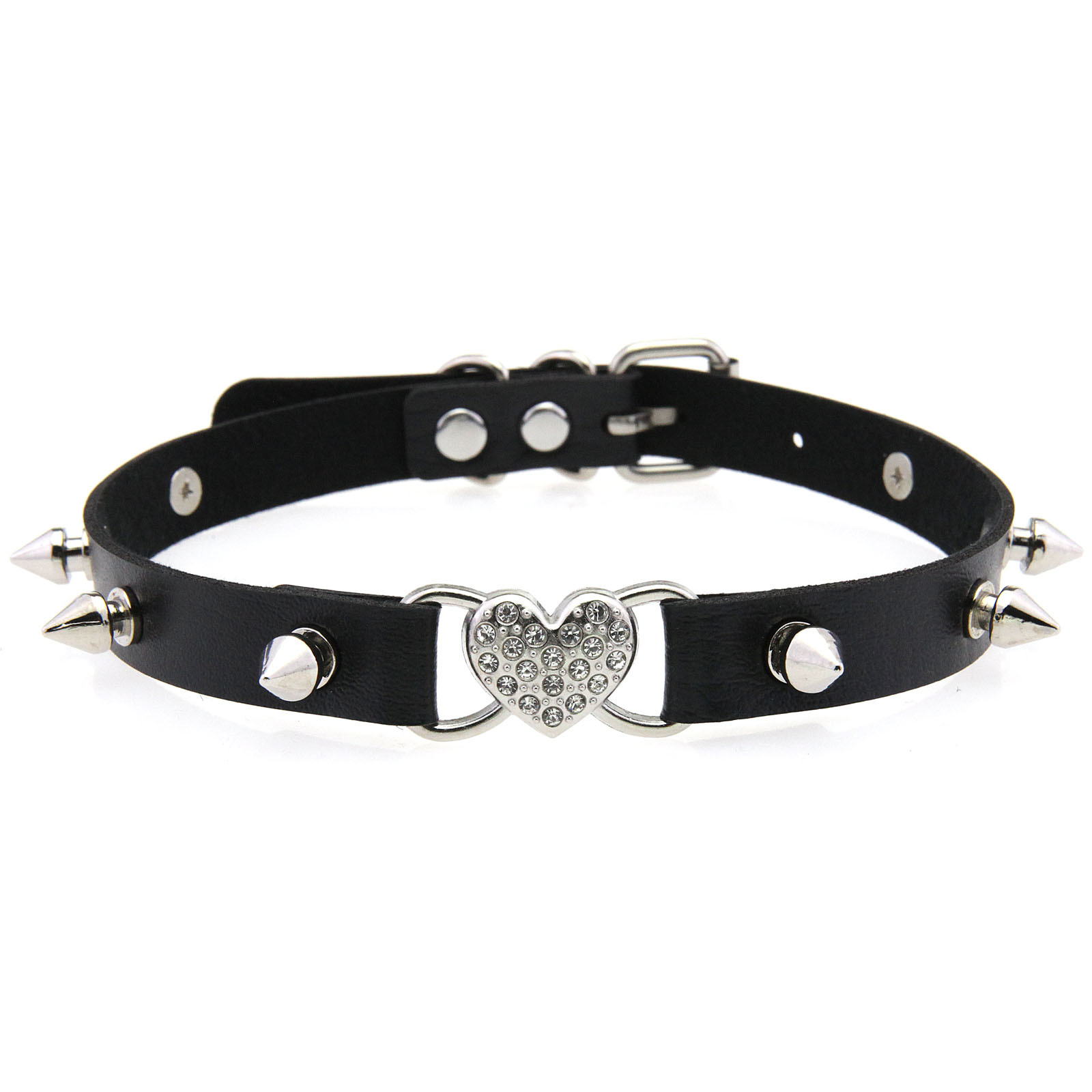 Goth Heart Collar Black Choker - Goth Punk Spike Choker recension och pris