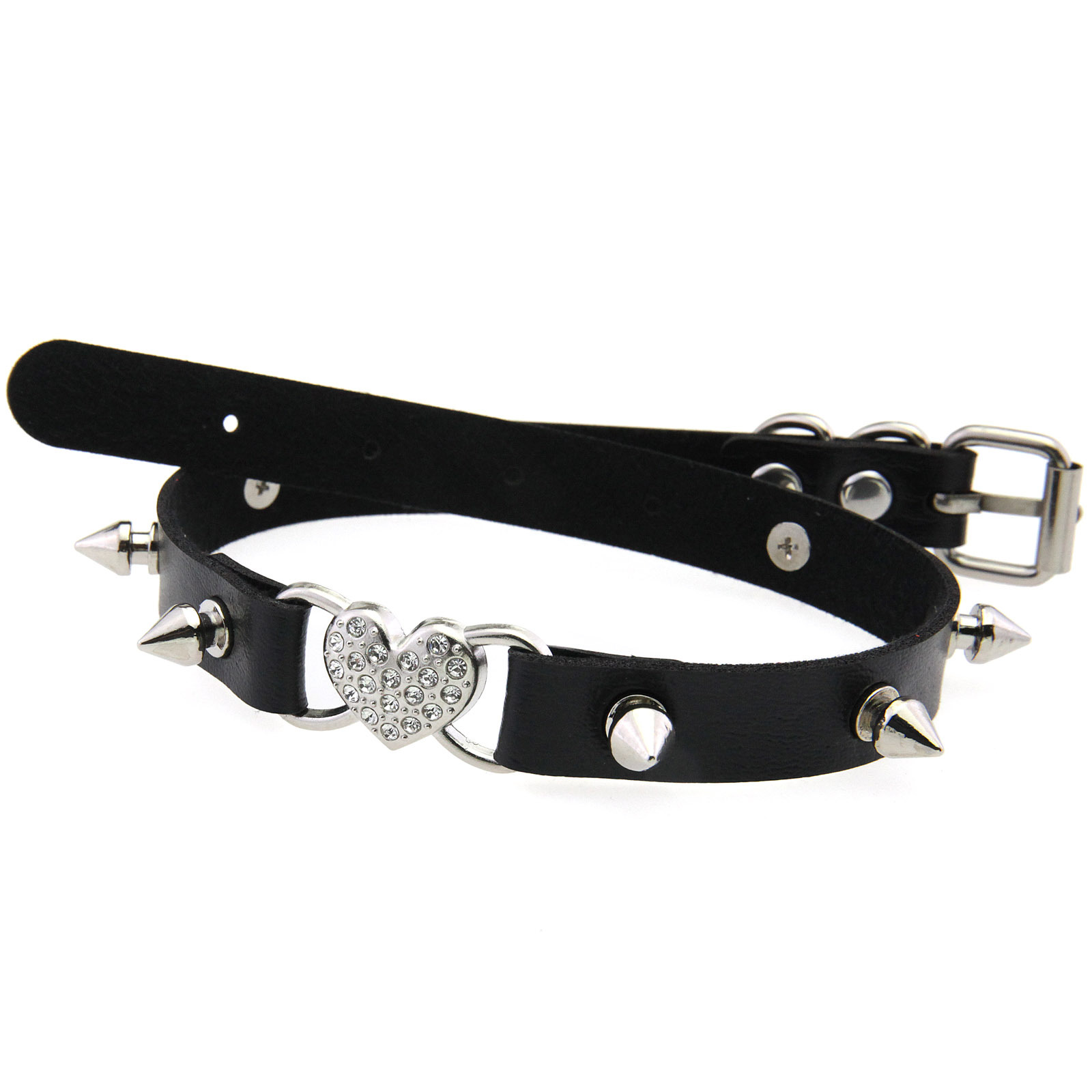 Goth Heart Collar Black Choker - Goth Punk Spike Choker recension och pris