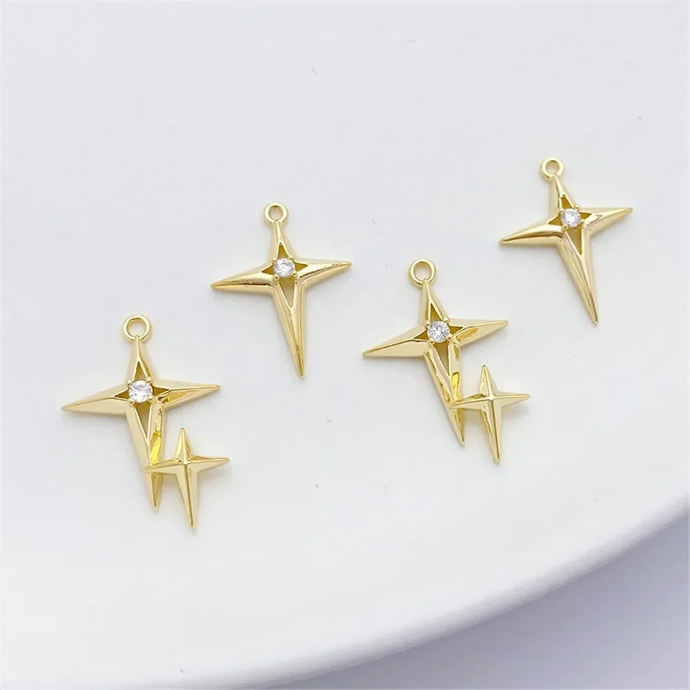 14K Gold-plated Micro-inlaid Z - Cross Pendant Necklace Gold recension och pris
