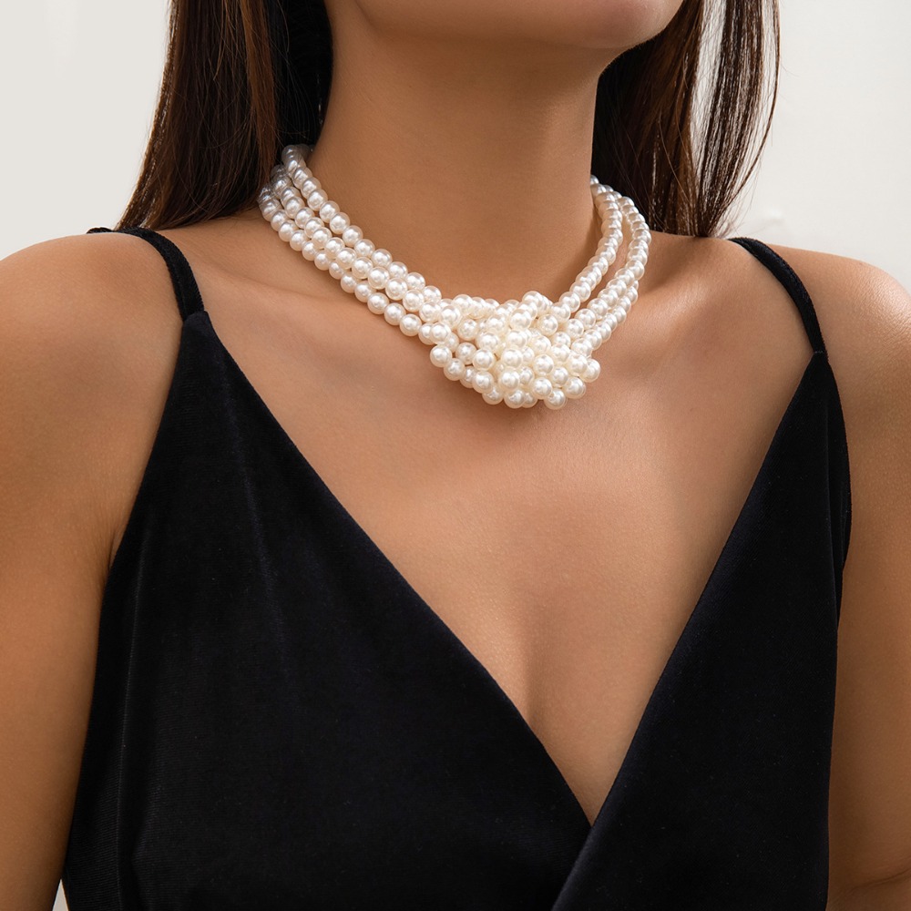 Fashion Retro Black White Stit - Pearl Choker Necklace Vintage recension och pris