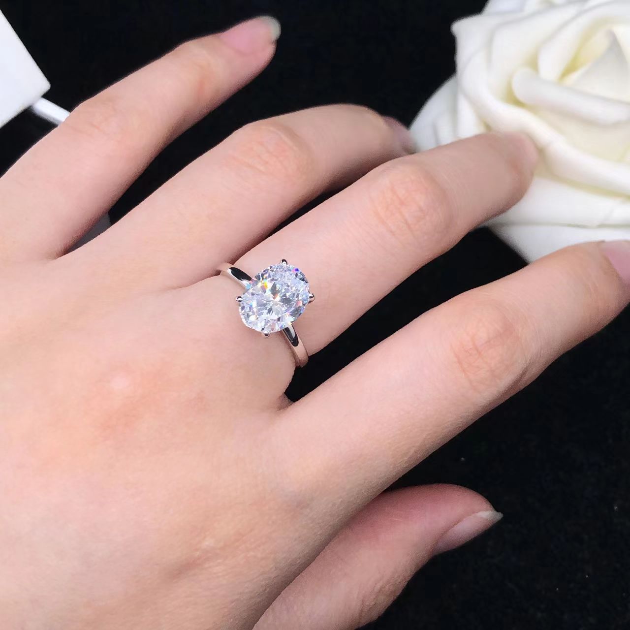 1/2/3 Carat Oval Cut Moissanit - Moissanite Engagement Ring 1 Carat recension och pris