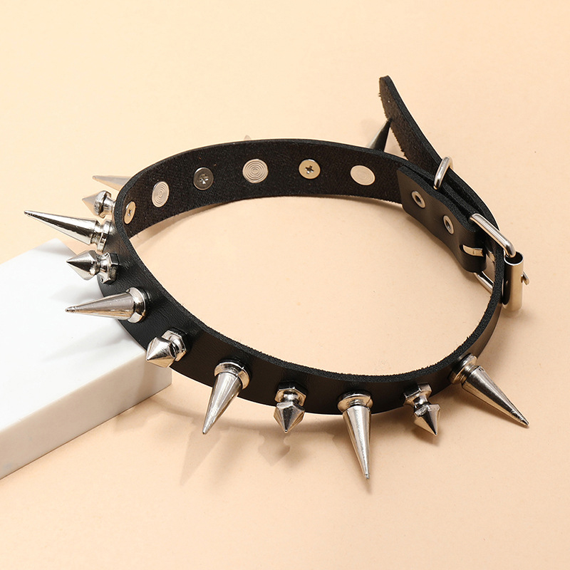Punk Long Spike Choker Faux Le - Goth Punk Spike Choker recension och pris