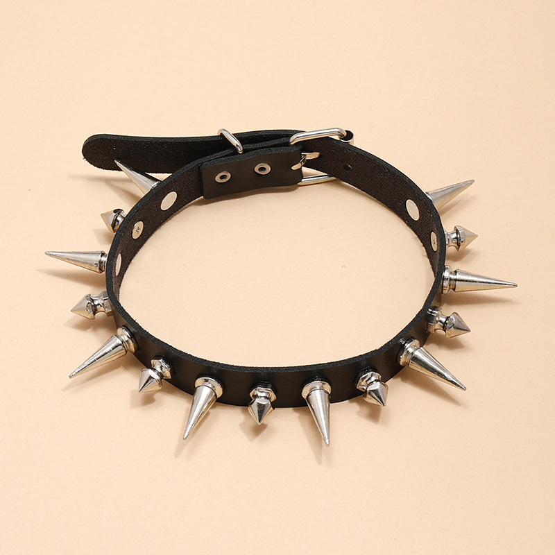 Punk Long Spike Choker Faux Le - Goth Punk Spike Choker recension och pris