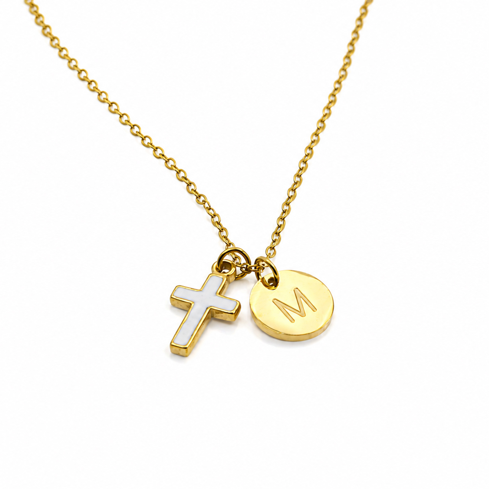 Cross Initial Necklace Stainle - Initial Letter Necklace 18K Gold recension och pris