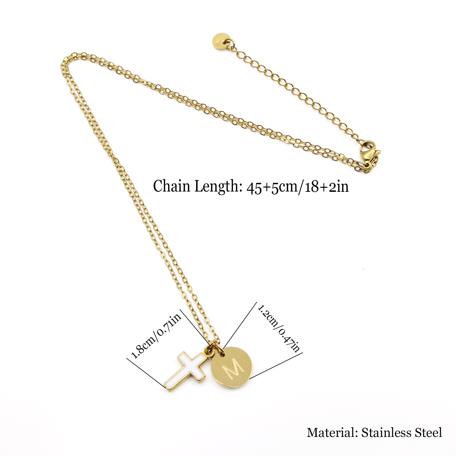 Cross Initial Necklace Stainle - Initial Letter Necklace 18K Gold recension och pris