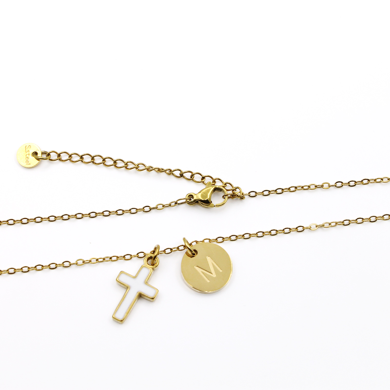 Cross Initial Necklace Stainle - Initial Letter Necklace 18K Gold recension och pris