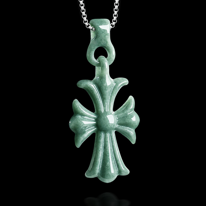 Natural Burmese Jadeite Cross  - Necklaces recension och pris