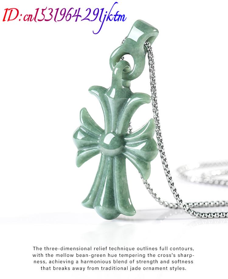 Natural Burmese Jadeite Cross  - Necklaces recension och pris