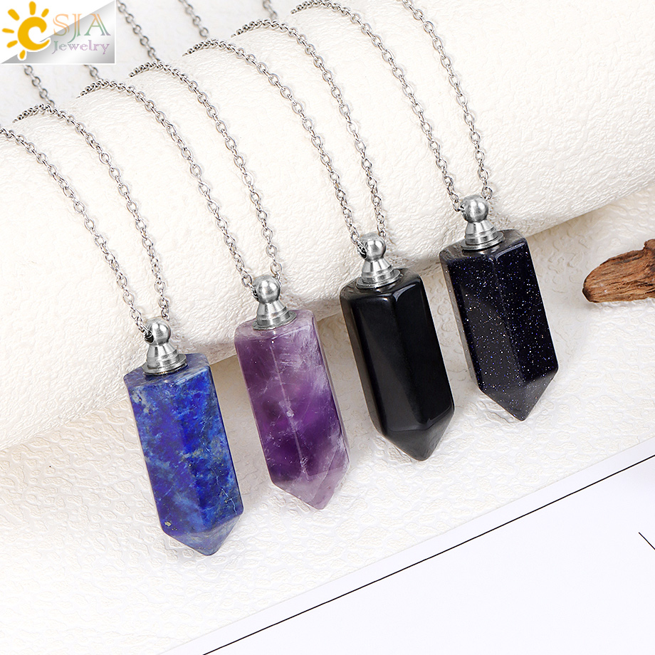 Crystal Perfume Bottle Pendant - Crystal Pendant Necklace Natural Stone recension och pris