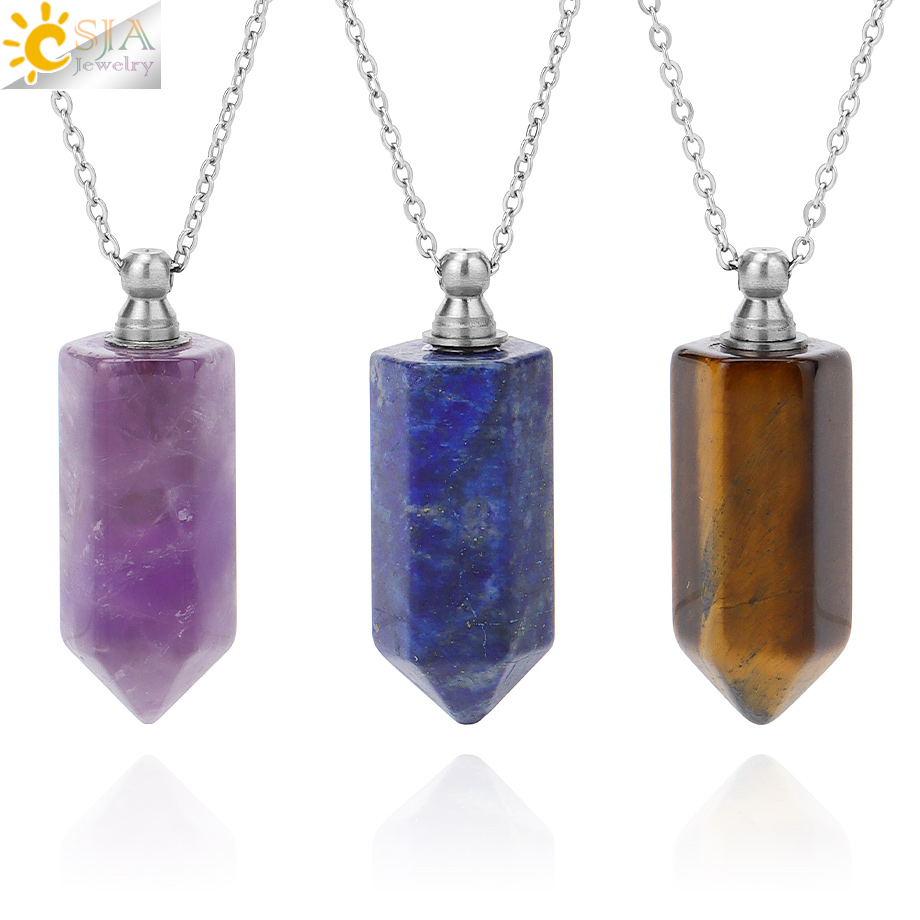 Crystal Perfume Bottle Pendant - Crystal Pendant Necklace Natural Stone recension och pris