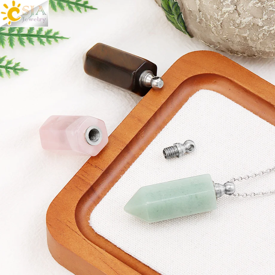 Crystal Perfume Bottle Pendant - Crystal Pendant Necklace Natural Stone recension och pris