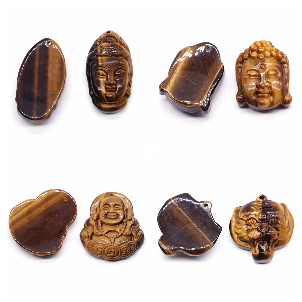 Natural Stones Tiger Eye Reiki - Crystal Pendant Necklace Natural Stone recension och pris