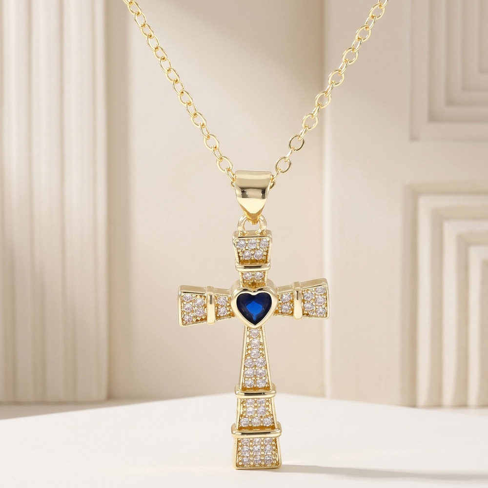 Fashion Cubic Zirconia Cross P - Cross Pendant Necklace Gold recension och pris