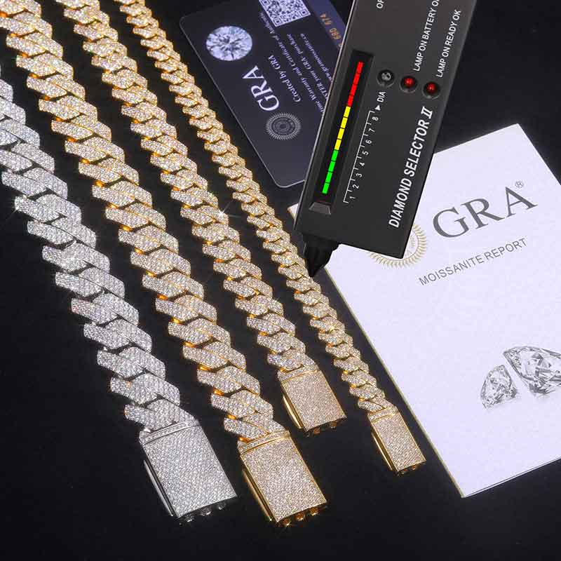 TUHE Unisex D Color Moissanite - Cuban Link Chain 12Mm recension och pris