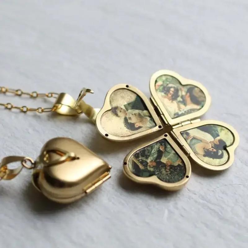 Vintage Folding Multi-Layer He - Heart Locket Necklace Photo recension och pris