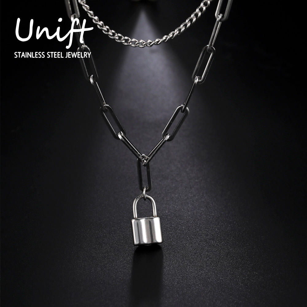 Unift Aesthetic Padlock Pendan - Layered Pendant Necklace Aesthetic recension och pris