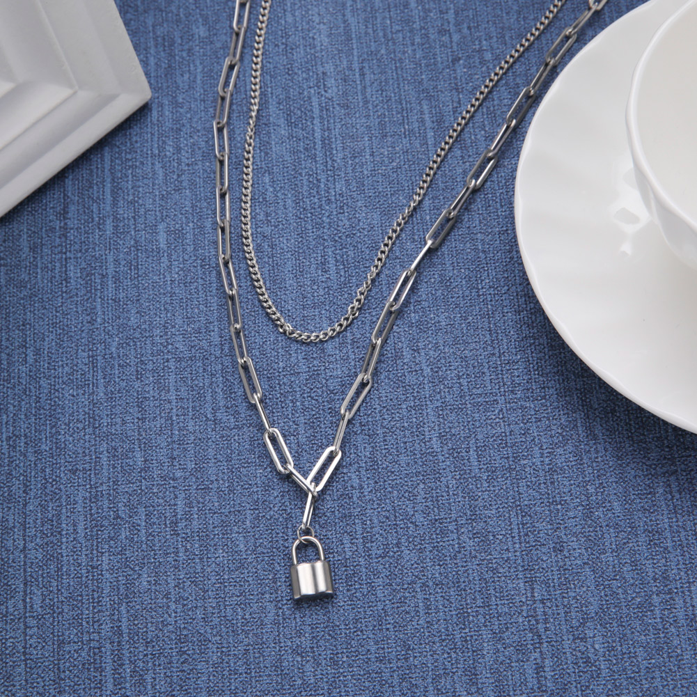 Unift Aesthetic Padlock Pendan - Layered Pendant Necklace Aesthetic recension och pris
