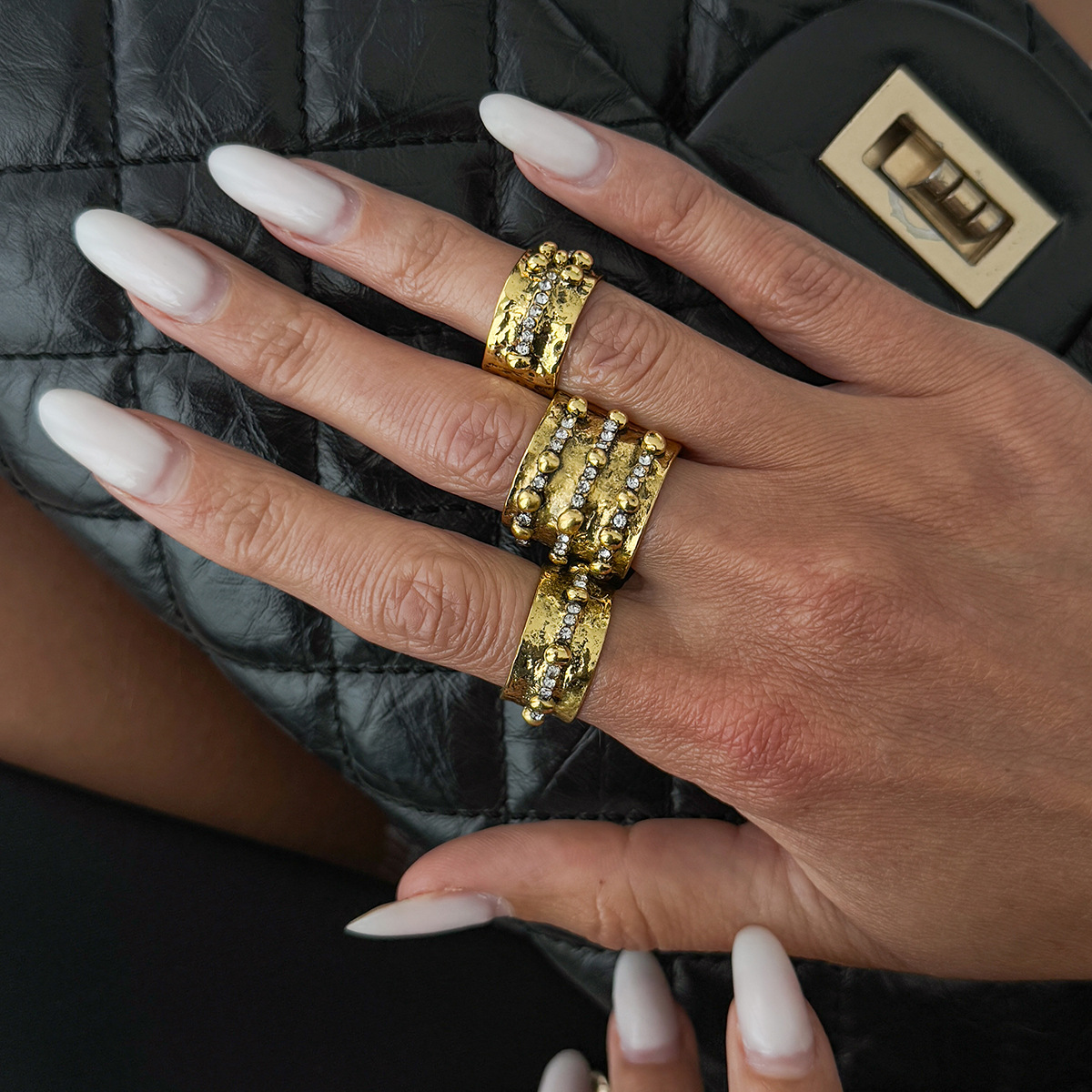 3Pcs Vintage Inlay Rhinestone  - Vintage Punk Knuckle Rings Set recension och pris