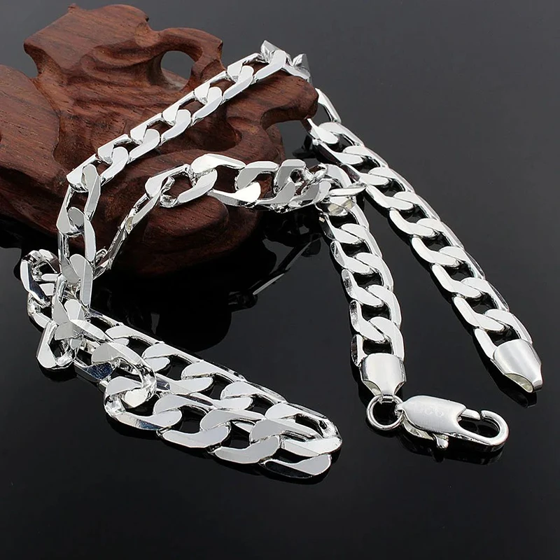 925 Sterling Silver Necklace F - Cuban Link Chain 12Mm recension och pris