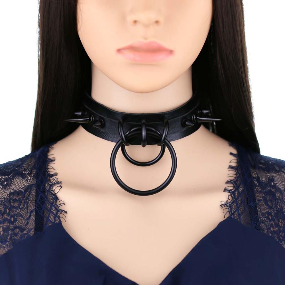 Black Spiked Choker Goth Leath - Goth Punk Spike Choker recension och pris