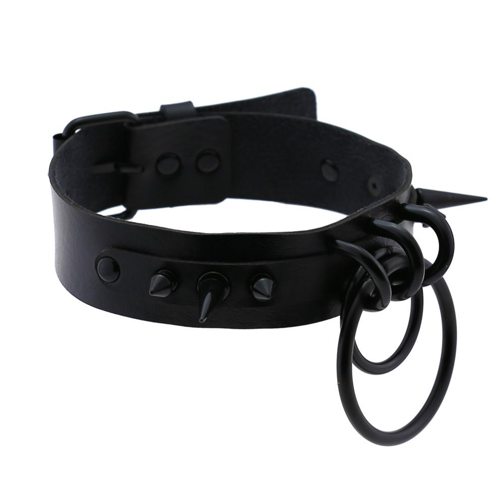Black Spiked Choker Goth Leath - Goth Punk Spike Choker recension och pris