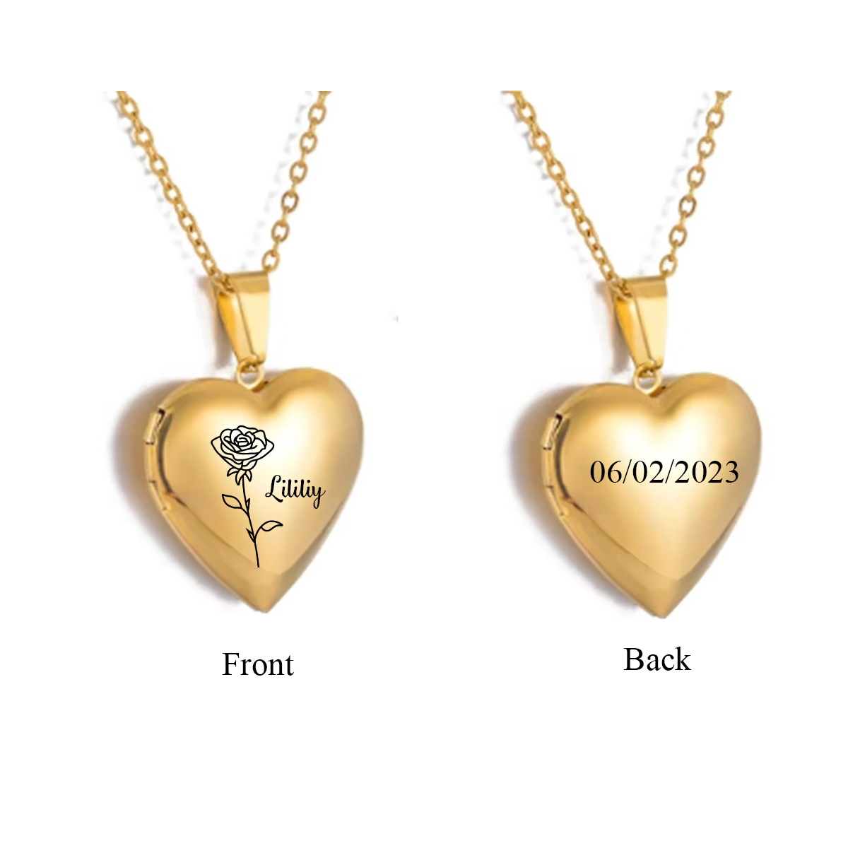 Custom Personalized Heart Birt - Heart Locket Necklace Photo recension och pris