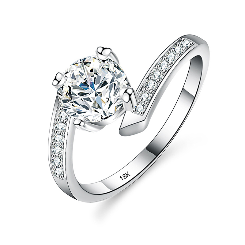 YHAMNI 18K White Gold 1 Carat  - Moissanite Engagement Ring 1 Carat recension och pris