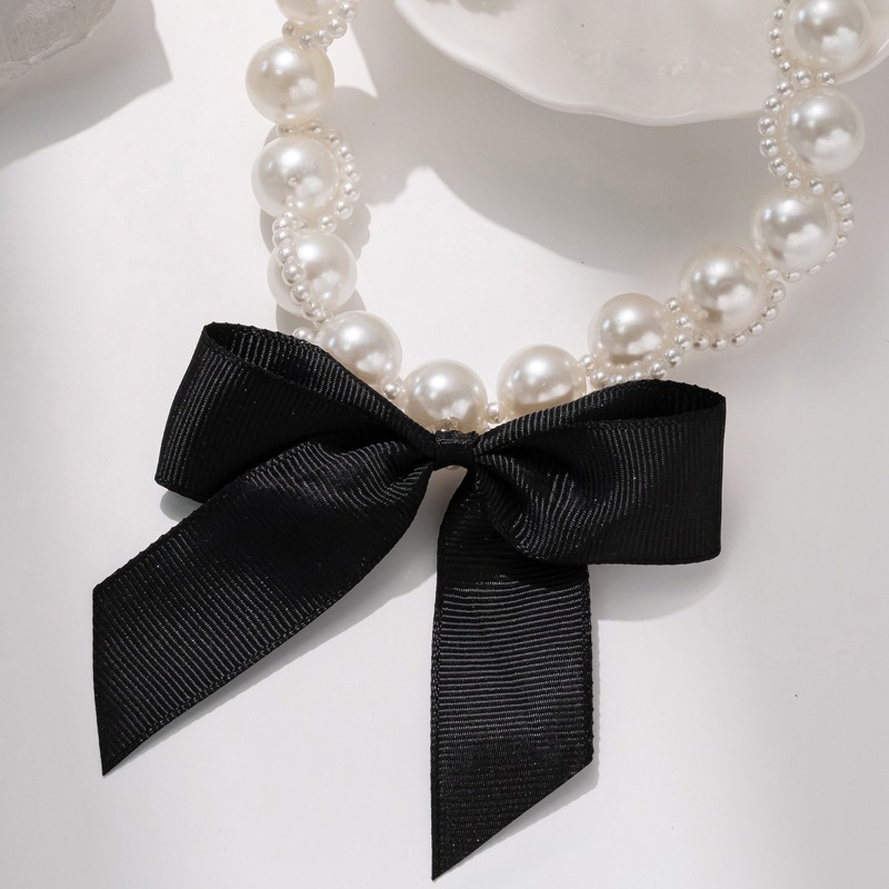 Faux Pearl Ribbon Choker Neckl - Pearl Choker Necklace Vintage recension och pris
