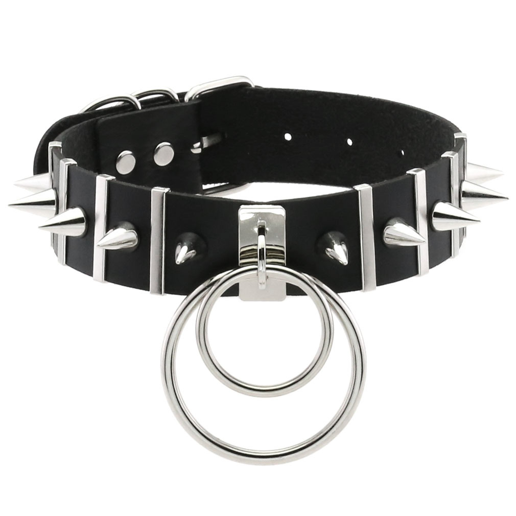 Big Spikes Choker Leather Coll - Goth Punk Spike Choker recension och pris