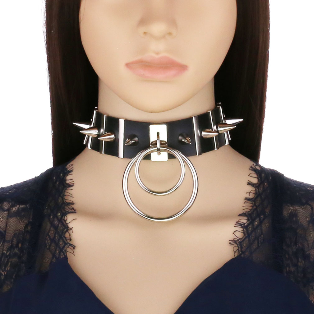Big Spikes Choker Leather Coll - Goth Punk Spike Choker recension och pris