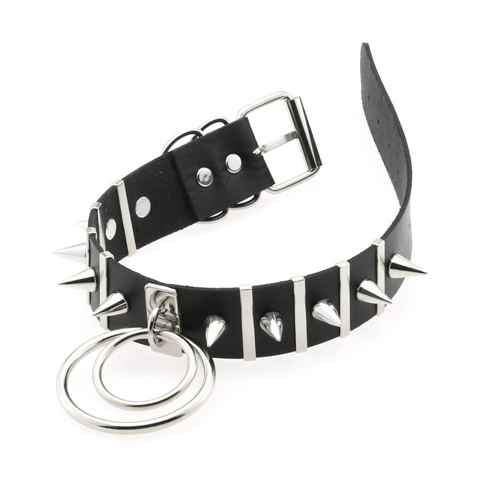 Big Spikes Choker Leather Coll - Goth Punk Spike Choker recension och pris