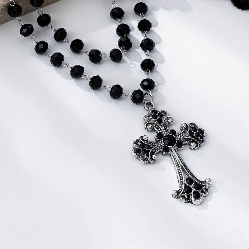 Y2K Grunge Gothic Layered Cros - Layered Pendant Necklace Aesthetic recension och pris
