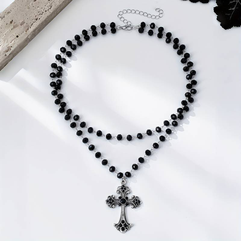 Y2K Grunge Gothic Layered Cros - Layered Pendant Necklace Aesthetic recension och pris