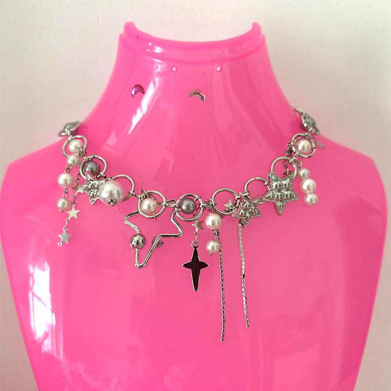 Y2K Jewelry Pearl Splicing Sta - Pearl Choker Necklace Vintage recension och pris