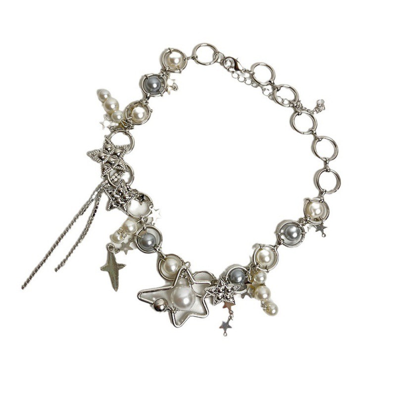 Y2K Jewelry Pearl Splicing Sta - Pearl Choker Necklace Vintage recension och pris